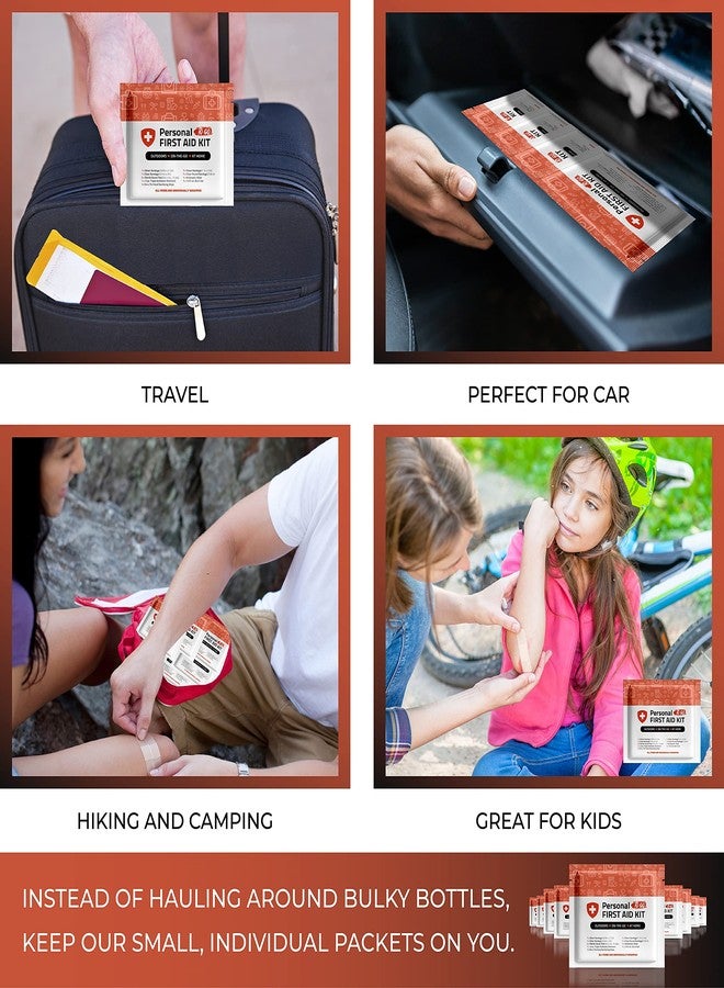pH Advantage Personal First Aid Kit- 10 Pack | Clean, Treat, Protect Minor Cuts, Scrapes and Burns | Perfect for Home, Office, Car, School, Business, Camping | Individually Wrapped First Aid Products (Orange) - Image 4